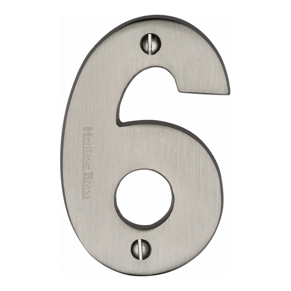 C1566 6/9-SN • 76mm • Satin Nickel • Heritage Brass Face Fixing Numeral 6/9